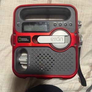 National Geographic Eton Red and Silver Radio